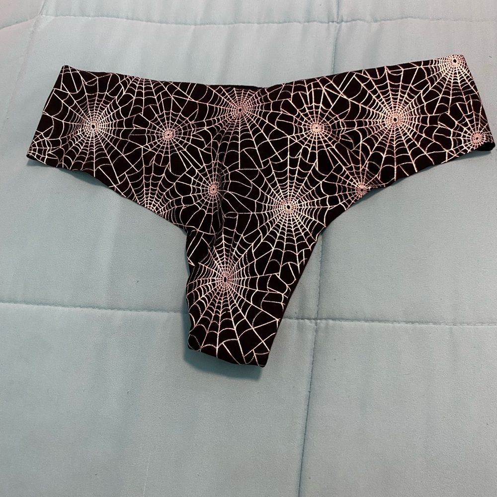 Victoria's Secret Black and Pink Spider Web Panties